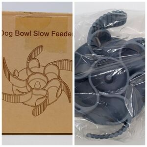 Silicone Slow Feeder Dog Bowl, Soft Silicone Anti-Choking Puzzle (Gray)